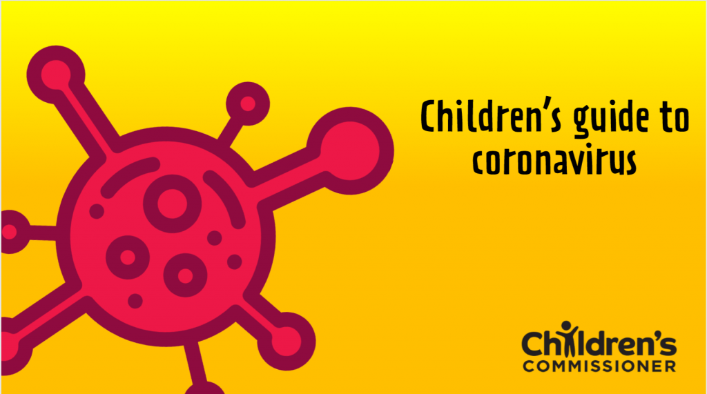 Drawing of the coronavirus with a title 'Children's guide to coronavirus'.